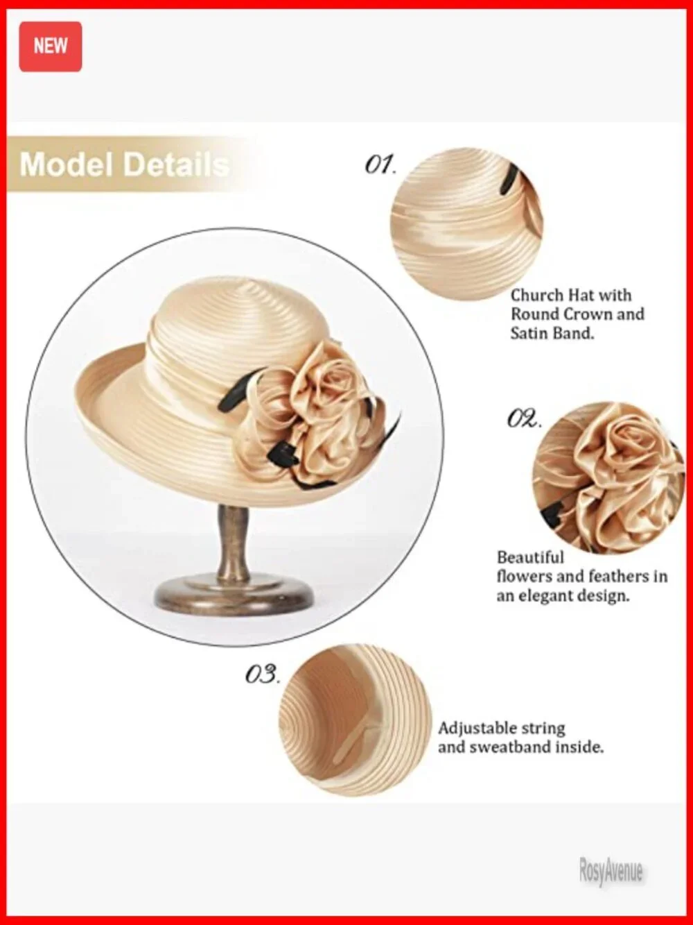 Adjustable Satin Fascinator Hat for Church Wedding Tea Party Derby Events